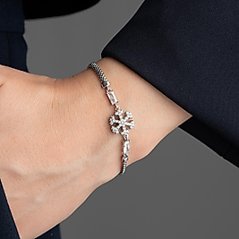 925 Ayar Gümüs Kartaneli Baget Taşlı Bileklik