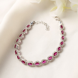 925 Ayar Bayan Kırmızı Taşlı Bileklik