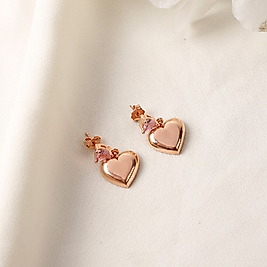 925 Ayar Modeli Pembe Renkli Bayan Gümüş Küpe