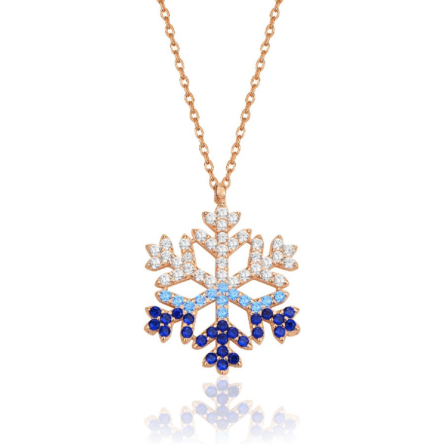 925 Ayar Kartanesi Rose Kaplamalı Bayan Gümüş Kolye