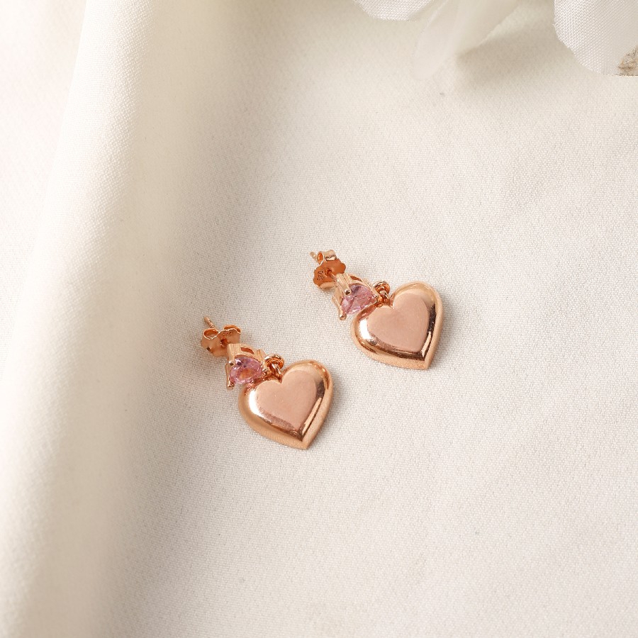 925 Ayar Modeli Pembe Renkli Bayan Gümüş Küpe