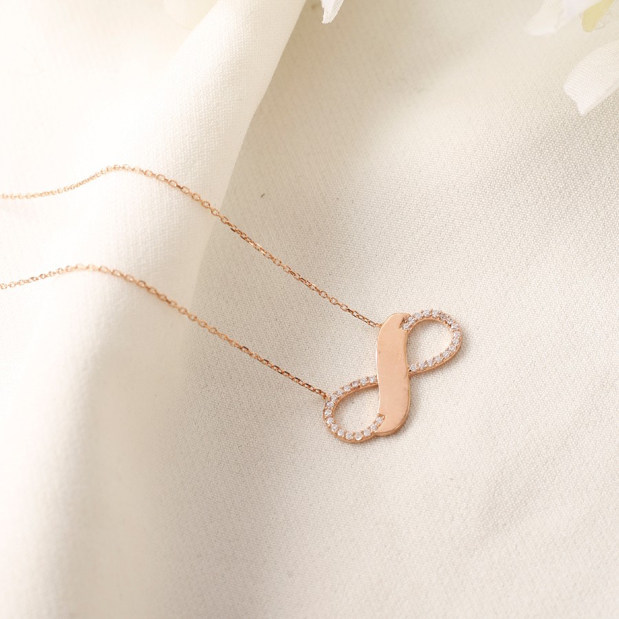 925 Byar Sonsuzluk Modeli Bayan Gümüş Kolye