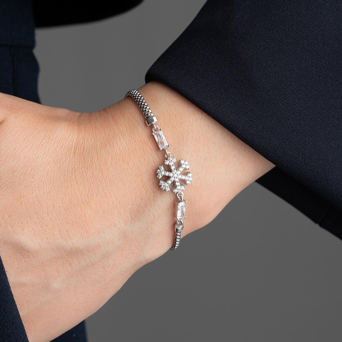 925 Ayar Gümüs Kartaneli Baget Taşlı Bileklik