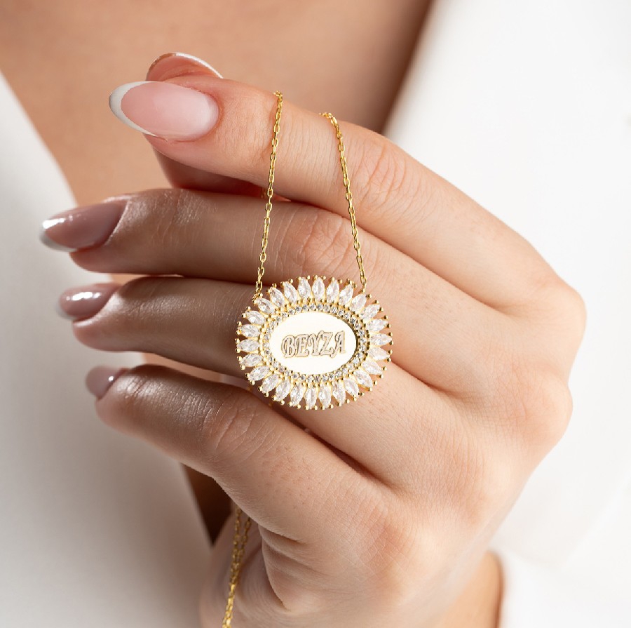 925 Ayar Gümüş Altın Kaplama Kişiye Özel Kolye