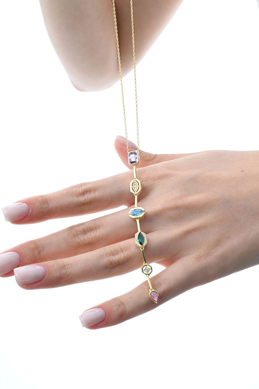 925 Ayar Gümüş Altın Kaplama Tasarım Kolye